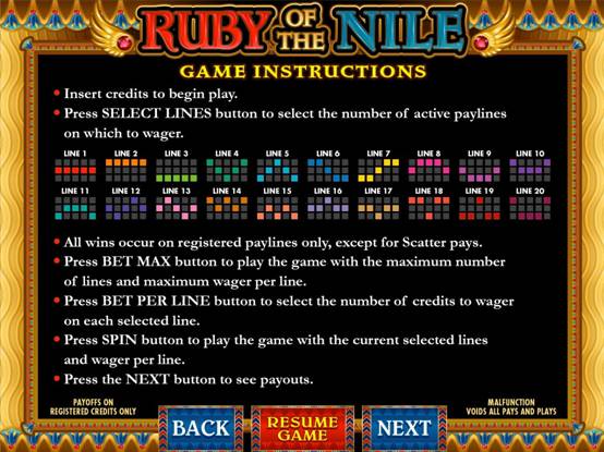 Ruby of the Nile Video Slot
